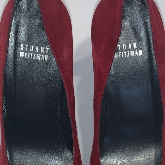Stuart Weitzman Burgundy Red Suede Platform heels size 8M - Picture 11 of 16